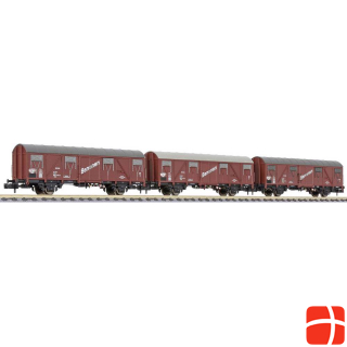 Liliput L260144 N 3er-Set gedeckte Güterwagen „Bananen“ Ibblps 393 / Ibblps 395 der DB