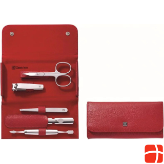 Zwilling Classic INOX frame case 5pcs. leather, red