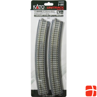 Kato H0 set of 4 curved track, superelevated-concrete - R730-22.5°