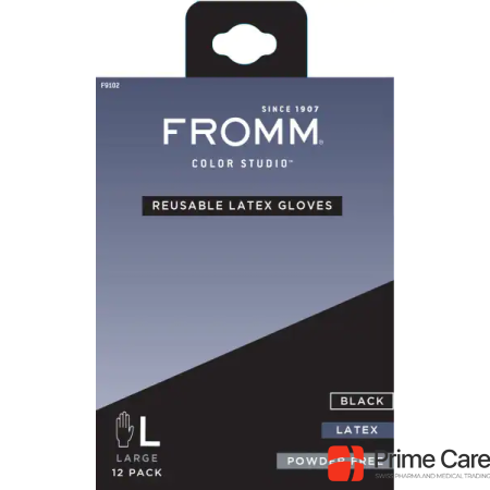 Fromm Reusable Latex Gloves Black Size L 12 pcs.