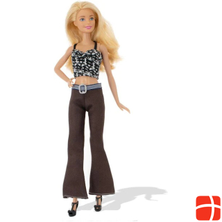 Модные штаны и топ Hermex для кукол Барби Ретро коллекция Черный узор