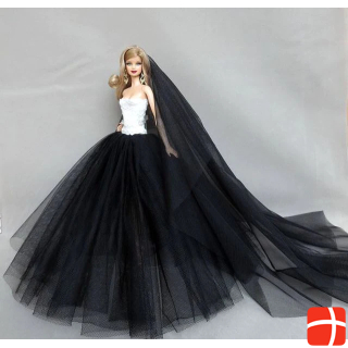 Hermex Wedding Dress Fashion for Barbie Dolls Dresses Accessories Black White