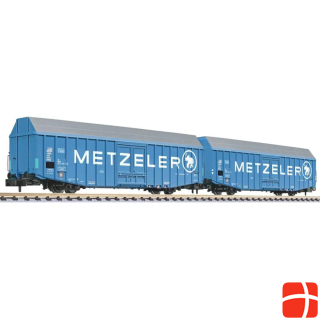 Liliput N set of 2 large capacity freight car METZELER Hbbks of DB