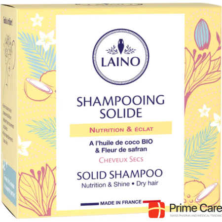 Laino shampoing solid nutrition & éclat cheveux secs huile de coco & fleur de saffron solid