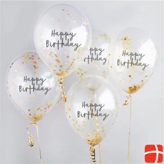 Hootyballoo Balloons Happy Birthday with Confetti Gold