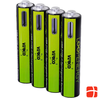 Verico Li-Ion USB-C Micro AAA Battery 1.5V 900mWh 600mAh chargeable via USB