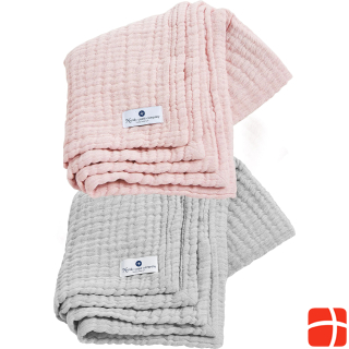 nordic coast company Muslin Blanket 4in1 Blanket Set of 2 Grey Pink