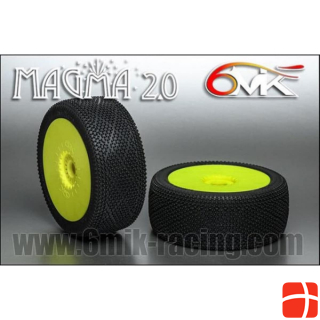 6MIK MAGMA 2.0 Tyres in 21/40 compound glued on Yellow rims (Pair)