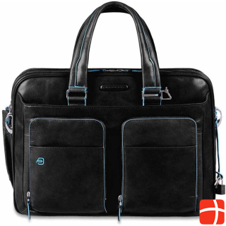 Piquadro Blue Square - expandable short handle laptop bag with iPad/iPad®Air compartment