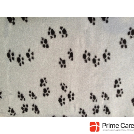 Dry Bed Dog blanket, gray with black small paws