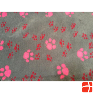 Dry Bed Dog blanket, gray with red and pink paws