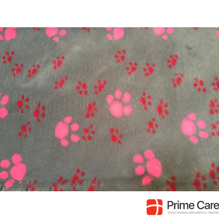 Dry Bed Dog blanket, gray with red and pink paws