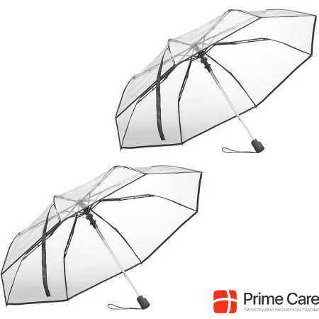 Carlo Milano Set of 2 automatic pocket umbrella with transparent roof, Ø 100 cm