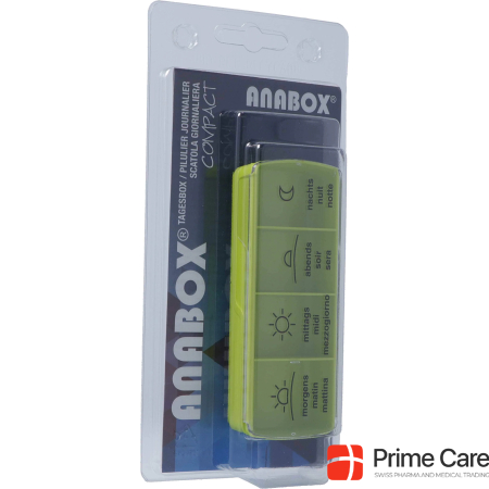 Anabox Medidispenser compact Tagesbox grün 4 Fächer im Blister deutsch/französisch/italienisch