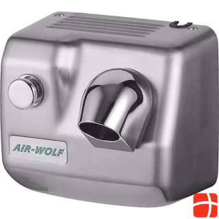 Air wolf Wall-mounted hair dryer, with push button, silver.