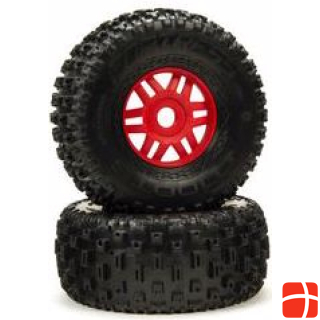 Arrma 1/8 dBoots Fortress Front/Rear 2.4/3.3 Pre-Mounted Tires 17mm Hex Red (2)