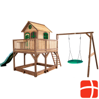 Игровой домик Axi Liam с качелями Summer Nest, коричневый/зеленый - Green Slide