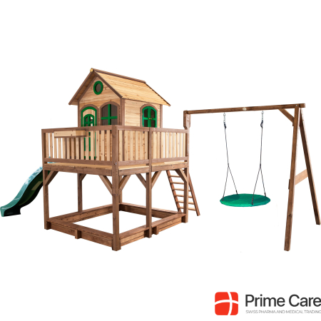 Axi Liam Playhouse with Summer Nest Swing Brown/Green - Green Slide