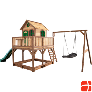 Axi Liam Playhouse with Roxy Nest Swing Brown/Green - Green Slide