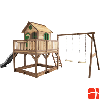 Axi Liam playhouse with double swing Brown / Green - Gray slide
