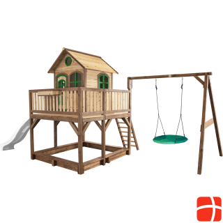 Axi Liam Playhouse with Summer Nest Swing Brown/Green - White Slide