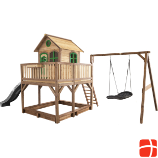Axi Liam Playhouse with Roxy Nest Swing Brown/Green - Gray Slide