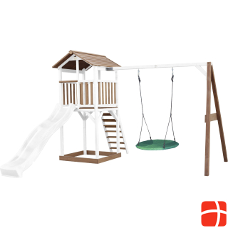 Axi Beach Tower Play Tower with Summer Nest Swing Brown / White - White Slide