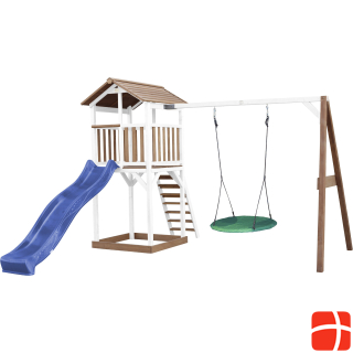 Axi Beach Tower Play Tower with Summer Nest Swing Brown / White - Blue Slide