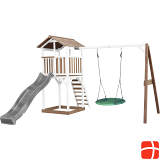 Axi Beach Tower Play Tower with Summer Nest Swing Brown / White - Gray Slide