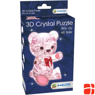 HCM Kinzel HCM59192 - Crystal Puzzle: 3D Bear Lily - Pink, 48 pieces, from 14 years (DE edition)