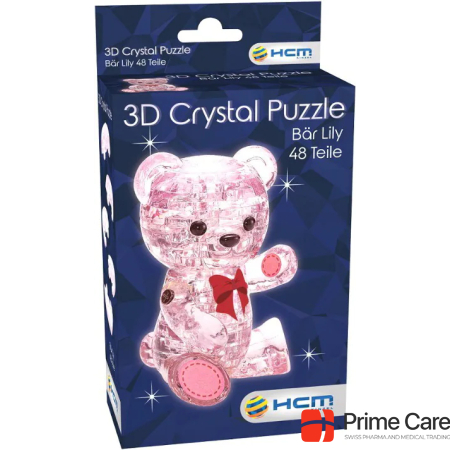 HCM Kinzel HCM59192 - Crystal Puzzle: 3D Bear Lily - Pink, 48 pieces, from 14 years (DE edition)