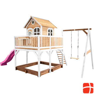 Axi Liam Playhouse with Single Swing Brown/White - Purple Slide