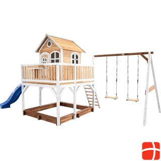 Axi Liam Double Swing Playhouse Brown/White - Blue Slide