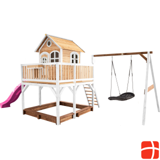 Axi Liam Playhouse with Roxy Nest Swing Brown/White - Purple Slide