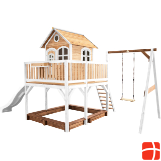 Axi Liam Playhouse with Single Swing Brown/White - White Slide