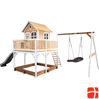 Axi Liam Playhouse with Roxy Nest Swing Brown / White - Gray Slide