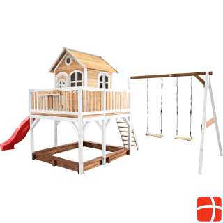 Axi Liam Playhouse with Double Swing Brown / White - Red Slide