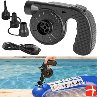Infactory Battery air pump with 3 valve attachments and USB charging function, 500 l/min.