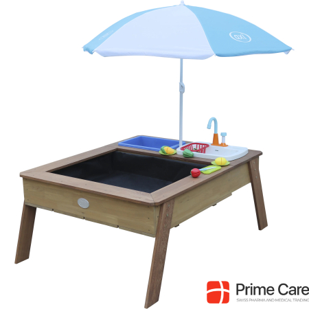 Axi Linda Sand & Water Table With Play Kitchen Sink Brown - Parasol Blue / White