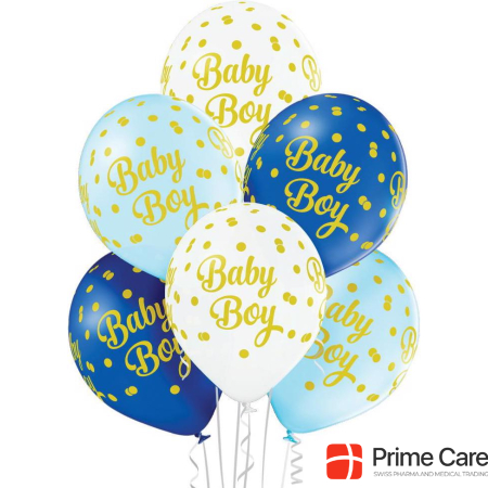 Belbal Luftballon Baby Boy Dots Blau/Weiss, Ø 30 cm, 50 Stück