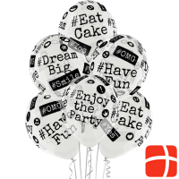 Belbal Balloon Hashtags Black/White, Ø 30 cm, 50 pieces