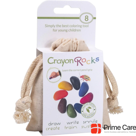 Crayon Rocks waskrijtjes in katoenen zakje - 8 kleuren