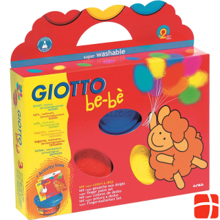 Giotto box -case: 3 x 100 ml finger Finger paint pot red/yellow/cyan + animal sd sponge and apron
