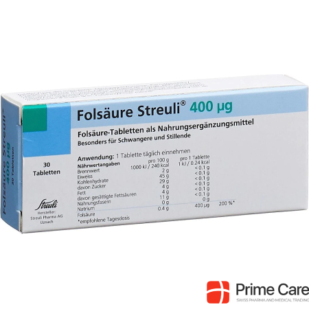 Streuli Pharma таблетки фолиевой кислоты 400 мкг