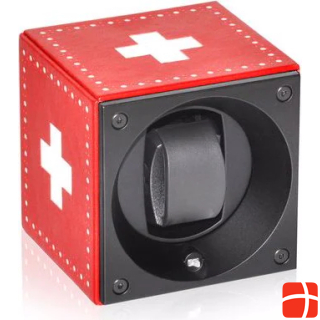 Swiss Kubik Watchwinder calfskin Masterbox - Red / White Cross