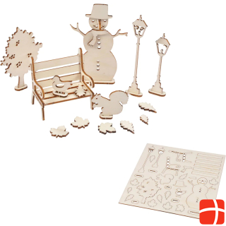 Natura Punto 3D puzzle decoration of natural wood, snowman