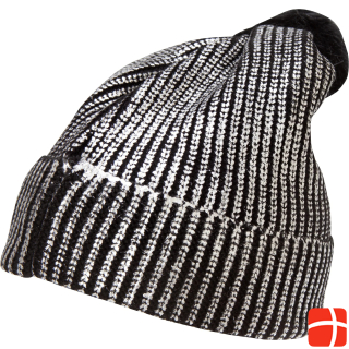 Rock Jock Knit Hat With Metallic Design And Pom Pom