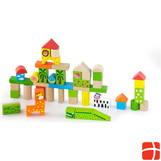 Viga Toys Деревянные строительные блоки зоопарк 50 штук