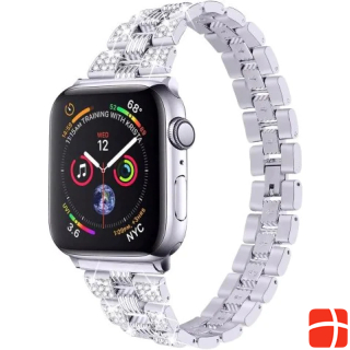 Cover-Discount Apple Watch 42/44/45mm - Edelstahl mit Strass Armband silber
