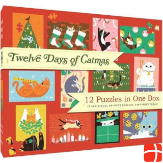 Abrams & Chronicle 13798 - 12 Puzzles in einer Box: Twelve Days of Catmas - Puzzle, 576 Teile